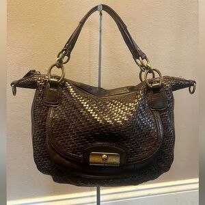 Coach Kristen Brown Woven Leather Handbag